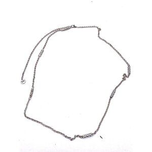 Marlyn Schiff Rhinestone Chain Necklace Silver Tone Adjustable Lobster 36"